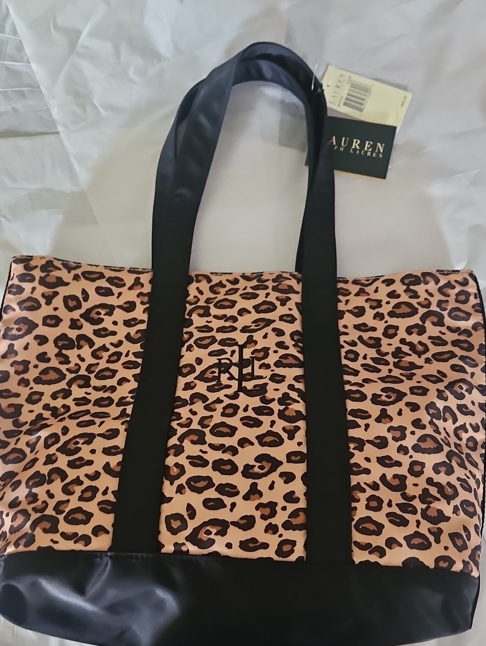 Lauren Ralph Lauren Leopard-Print Tote in Tan and Black